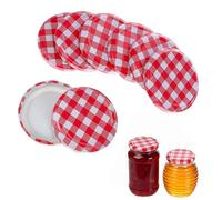 12p | Replacement Jam Jar Lids 63mm - Red Gingham Twist Off Lids for Vacuum Seal, Reusable & Secure Fit for Homemade Jams, Pickles, Chutneys