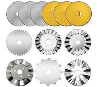 12pack 45mm Rotary Cutter Blades Kits, Perforating Rotary Replacement Blades in Box for Fabric Leather 7 Edge Type Rotary Knife Quilting Supplies for Arts Crafts Scrapbooking Sewing Cutting Paper