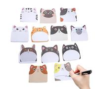 12Pack Cat Sticky Notes 360 Sheets Cat Note Pads - Self Adhesive Fun Cartoon Sticky Note Pad for Valentines Veterinary Office School Tab Party, School Stationery Supplies