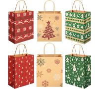 12Pack Christmas Bags for Gifts Medium Size with Tissue Paper - Reusable Non-Woven Tote Bags with Handles - Perfect for Gift Wrap/Party Favor Supplies - 10.2" x 8.3" x 4"