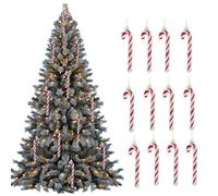 12Pack Christmas Glitter Candy Cane, Twisted Crutch Canes Christmas Tree Pendant Hanging Decoration for Xmas Gift Home Party Ornaments (Red)