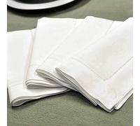 12PACK Cotton Slub Dinner Napkin with Hemstitched -18x18 White