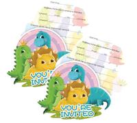 12Pack Dino Invitation Cards for Girls Boys Dinosaur Birthday Party Supplies Baby Shower Invites T-Rex Cards Eco-friendly Ready to Write- Fun Dinosaur Design With 12Pack Self Adhesive Envelopes