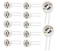 12Pack GU10 Lamp Holder 0.75mm² Silicon Wire 15CM,Connector Ceramic Base Downlight Fitting for LED and Halogen,250V,Max 300W