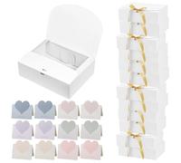 12Pack Kraft Gift Boxes with Lids, 16.5 x 16.5 x 5cm Bridesmaid Gift Box with Ribbon & 6 Love Tags for Wedding, Party, Festival Present Packaging, White