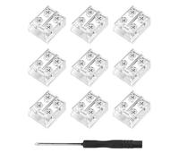12Pack LED Strip Connectors, 2 pin 8mm LED Connector Solderless Transparent LED Tape Lights Connectors Screw to Wire for COB/SMD 0-36V 6A Single Color LED Strip Lights [Energy Class A]
