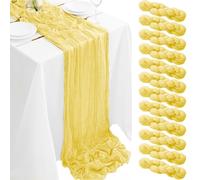 12Pack Light Yellow Cheesecloth Table Runner 35x120Inch Spring Easter Cheese Cloth Table Runner 10FT Boho Gauze Table Runners Rustic Sheer Table Runners for Wedding Bridal Baby Shower Party Decor