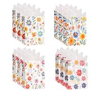 12Pack Medium Size Gift Bags with Tissue Paper, 9'' Flower Paper Bags for Girl Women's Birthday,Mother'Day,Easter,Wedding,Wildflower Party,Holiday Presents 4 Designs