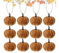 12Pack Mini Fall Pumpkin Ornament For Tree,Velvet Fabric Pumpkin Hanging Ornament Tree Decoration Pumpkins For F Ball