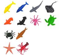 12Pack Mini Sea Animal Toys for Kids, Realistic Ocean Creatures Figures, Plastic Animals Marine Life Bath Toys, Educational Cake Toppers & Party Favors for Toddlers Children Boys Girls (Sea animals)