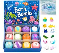 12Pack Ocean Bath Bombs Kit with Surprise Inside - Organic Gentle Fizzy Bubble Bath Gift Set, Ocean Theme Color Changing Bath Fizzies with 12 Sea Animal, Natural Sea Salt Spa Balls
