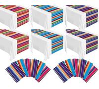 12Pack Plastic Mexican Table Runner Disposable Fifth of May Mexican Serape Table Runner 14 x 84In Multicolor Striped Table Cover for Dinning Table Fiesta Party Taco Party Decor Supplies