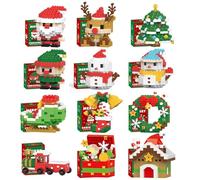 12Pack Santa Claus Design Building Blocks Set, christmas pixel block figures, Christmas Stocking Stuffers Gifts, Mini Building Figures,Xmas New Year Birthday Gifts