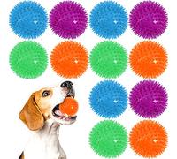 12Pack Squeaky Toys, 2.5" Spiky Dog Ball, Cleans Teeth, Aggressive Chewers, TPR Rubber, Bright Color for Small, Medium & Large Dogs