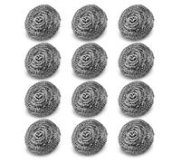 12Pack Stainless Steel Wire Wool Pads Steel Wool Scrubber Pads Scrubbing Scouring Pad Metal Cleaning Scourer Reusable Stainless Steel Cleaning Balls for Pots and Pans Stoves,Broiler Racks,Grills