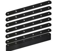 12Pack Straight Brackets Black, 8Inch 200MM Mending Plate Metal Brackets for Brace, Heavy Duty Joining Plates for Wood Fence Bookcase Cabinet, Straight Brace Repairing Mending Plates