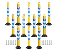 12Pack Tall RemovableControl Bollard Posts Flexible ty Cones with Black Rubber Base for Parking Lots & EntrancesYellow & Blue