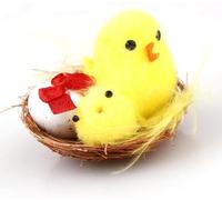 12pack Tiny Chicks Figurines Set, Big Chick with Small Chick and Egg Sit in a Basket, Cute Fluffy Chick Animals Figures, Simulated Chicken Ornament /591