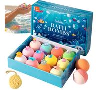 12Packs Easter Egg Bath Bombs with Toys Inside, Skin-Friendly Fizzing Bath Bomb with Surprise Inside, Natural Sea Salt Ocean-Themed Gift Box for Easter and Birthday Gifts