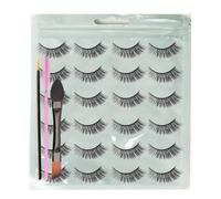 12Pairs Individually Wrapped 3D False Eyelashes Kit with Various Eyelashes Brushes,Faux Mink Eye Lashes,Natural Look Fake Eyelashes,Perfect for Eyes Makeup During Travel and Outdoors (#8)