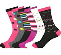 12pairs Ladies Multi Colour Funky Spots Stripes Zig Zag Design Cotton Blend Socks Womens Office Everyday Work Socks Assorted Designs