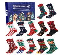 12Pairs Sock Advent Calendar 2024,24 Days of Christmas Socks Advent Calendar for Women Men,Countdown Calendar Unisex Funny Colorful Fluffy Warm Socks,Christmas Holiday Gifts with Warm Christmas Socks
