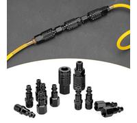 12PC 1/4 Inch NPT Air Coupler and Plug Kit, Industrial D Type Quick Connect Air Compressor Hose Fittings Set - Durable High Strength Black Metal for Air Tools, Leak Free Connection