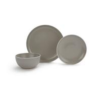 12Pc 2 Tone Grey White Rim Dinner Set
