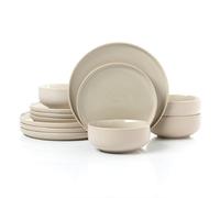 12Pc 2Tone (Matt & Shiny) Stone & Cream Dinner Set