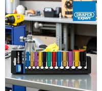 Draper Socket Set 50197 - 12-piece 3/8" Square Drive Metric Coloured Deep Sockets - Blue