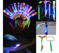 12pc Amazing Led Light Arrow Rocket Helicopter Flying Toy Party Fun Gift Elastic