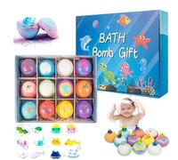 12PC Bath Bombs with Surprise for Kids, Bath Salt Ball Bath Bomb Colorful Bath Balls Gift Set, Birthday Gift for Girls & Boys Ocean Toy Bath Salt Ball for Children's Day