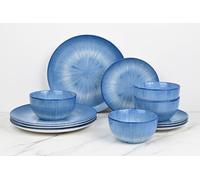 12pc Blue Star Reactive Glaze Dinner Set