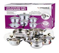 12PC Cookware Set - Saucepan, Frying Pan Pot & Casserole Stainless Steel Cookware | Non Stick, Kitchenware, Glass Lids, | Strong Quality, Long Lasting & Durable (12 Piece Cookware Set)