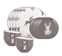 12pc Dinner Set Dinner Service for Four - Bowl, Side Plate & Dinner Plate