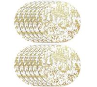 12pc Disposable Gold Placemats 13 Inch Round Gold Placemats Metallic Disposable Gold Foil Mesh Pressed Table Mates Glitter Runners for Dining Tables Birthday Weddings Home