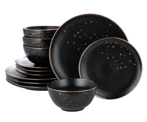 12pc Ebony & Gold Dinner Set