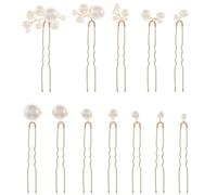 12PC Elegant Pearls U Shape Hair Pin for Bridal Hairstyle Secure Hold Design Comfort Wedding Bride Hair Styling Accessory Wedding Pins