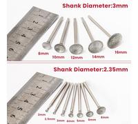 12PC Emery Burr Bits for Rotary Tools, 2.35mm & 3mm Shank Stone Carving Set with 8+10+12+14+16mm Grinding Heads, Compatible with Die Grinders, Polis