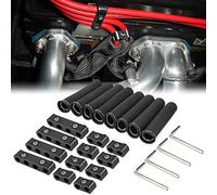 12pc Engine Spark Plug Wire Separator Divider & 8pc Spark Plug Wire Boots Protector Heat Sheild Sleeve 8mm 9mm 10mm Spark Plug Wire Clamp Holder Aluminum Alloy Ignition Wire Divider