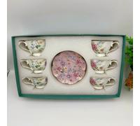 12pc European Style Floral Afternoon Tea, Concentrated Pumpkin Coffee Cup and Plate, Gift Box Set 90ml (90ml)