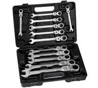 Tectake Spanner Set With Flexible Ratchet Ends 12 Pcs., Black