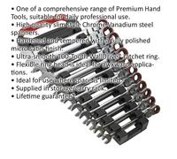 12pc FLEXIBLE HEAD Combination Ratchet Spanner Set 12 Point Metric Moving Socket