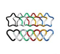 12pc for mini Carabiner Set Heart Star Shape Aluminum Alloy 12pc | Heart and star shapes, 12-piece set, aluminum alloy build, lightweight 5g, random vibrant colors