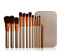 12pc Gold and White Brush Set in Metal Case