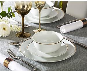 12pc Gold Rim Porcelain Dinner Set