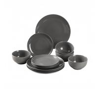 12PC Grey Glazed Ceramic Stoneware Dinner Set. simpa Grey One Size