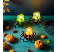 12pc Halloween Tea Lights Candles,Bright Novelty LED Flameless Spider Candle Tea Lights,Halloween Spider Light,Flameless Candle Holder Light,Battery Operated for Holiday Party Table Home Spooky Decor