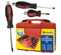 12Pc Heavy Duty Mechanics Go-Through Screwdriver Set - Engineers Hex Shank | Multi Purpose DIY Tools Kit, Strong & Durable, Household Workshop Use