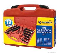 12PC Heavy Duty Mechanics GO-Through Screwdriver Set Engineers HEX Shank POZI | Ergonomic Cushioned Grip Handles | Builders Hand Tool DIY